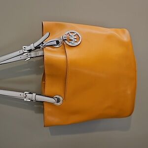Michael Kors Pumpkin Tote Bag with Tan Handles